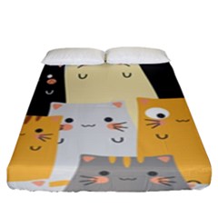 Seamless-pattern-cute-cat-cartoons Fitted Sheet (king Size) by Salman4z