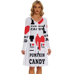 I Love Pumpkin Candy Long Sleeve Dress With Pocket by ilovewhateva