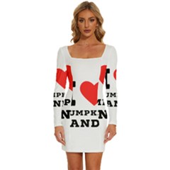 I Love Pumpkin Candy Long Sleeve Square Neck Bodycon Velvet Dress by ilovewhateva