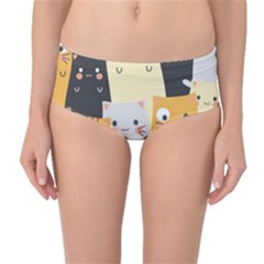 Seamless-pattern-cute-cat-cartoons Mid-waist Bikini Bottoms by Salman4z