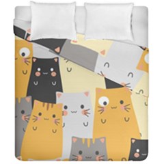 Seamless-pattern-cute-cat-cartoons Duvet Cover Double Side (california King Size) by Salman4z