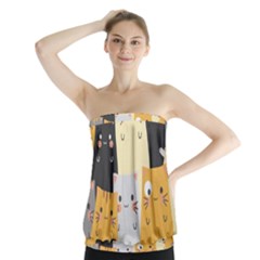 Seamless-pattern-cute-cat-cartoons Strapless Top by Salman4z