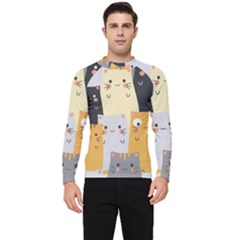 Seamless-pattern-cute-cat-cartoons Men s Long Sleeve Rash Guard by Salman4z