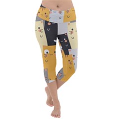 Seamless-pattern-cute-cat-cartoons Lightweight Velour Capri Yoga Leggings by Salman4z