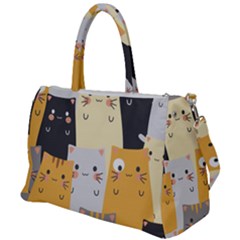 Seamless-pattern-cute-cat-cartoons Duffel Travel Bag by Salman4z