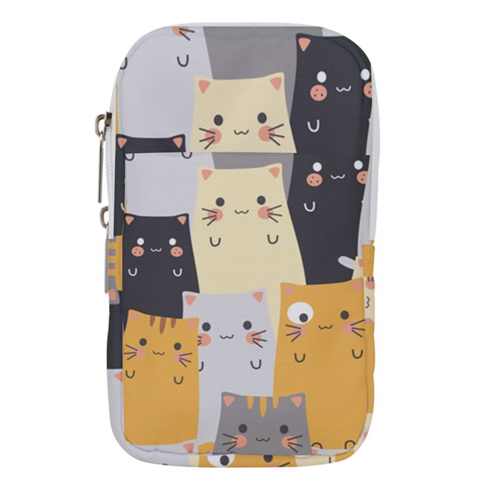 Seamless-pattern-cute-cat-cartoons Waist Pouch (Large)