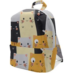 Seamless-pattern-cute-cat-cartoons Zip Up Backpack by Salman4z