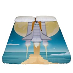 Space-exploration-illustration Fitted Sheet (queen Size) by Salman4z