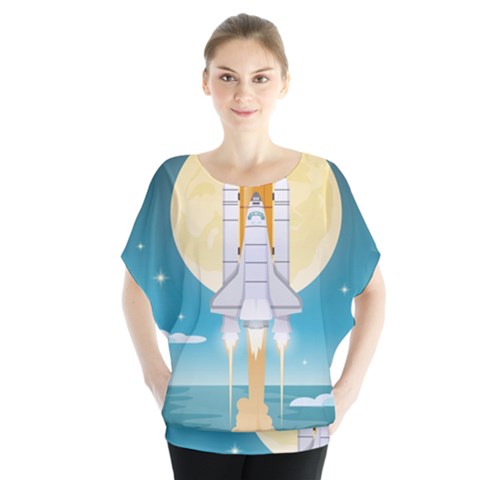 Space-exploration-illustration Batwing Chiffon Blouse by Salman4z