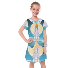 Space-exploration-illustration Kids  Drop Waist Dress by Salman4z