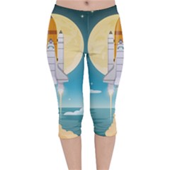 Space-exploration-illustration Velvet Capri Leggings  by Salman4z