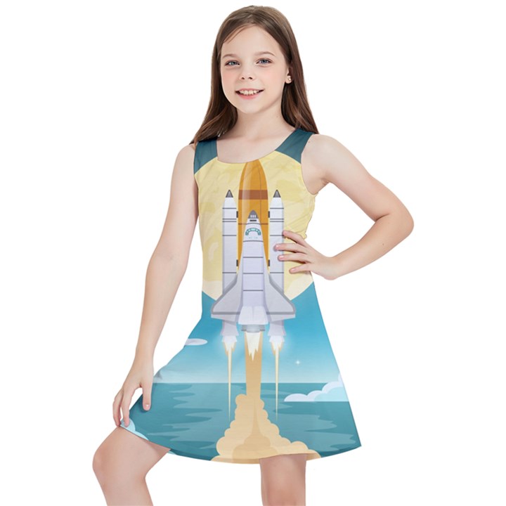 Space-exploration-illustration Kids  Lightweight Sleeveless Dress