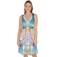 Space-exploration-illustration Knee Length Skater Dress With Pockets by Salman4z