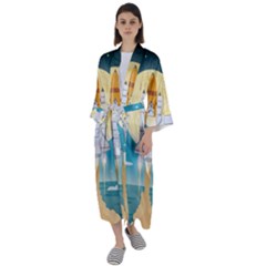 Space-exploration-illustration Maxi Satin Kimono by Salman4z