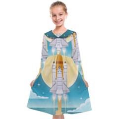 Space-exploration-illustration Kids  Midi Sailor Dress by Salman4z