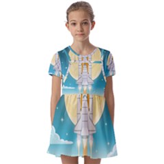 Space-exploration-illustration Kids  Short Sleeve Pinafore Style Dress by Salman4z