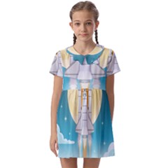 Space-exploration-illustration Kids  Asymmetric Collar Dress by Salman4z