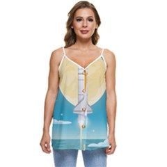 Space-exploration-illustration Casual Spaghetti Strap Chiffon Top by Salman4z