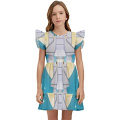 Space-exploration-illustration Kids  Winged Sleeve Dress by Salman4z