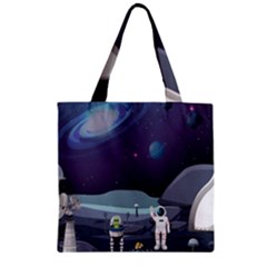 Alien-astronaut-scene Zipper Grocery Tote Bag by Salman4z