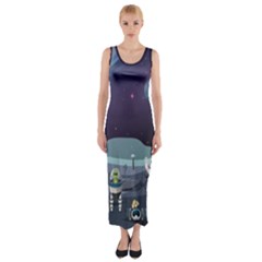 Alien-astronaut-scene Fitted Maxi Dress by Salman4z