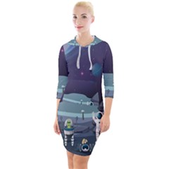 Alien-astronaut-scene Quarter Sleeve Hood Bodycon Dress by Salman4z