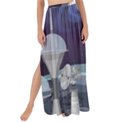 Alien-astronaut-scene Maxi Chiffon Tie-up Sarong by Salman4z