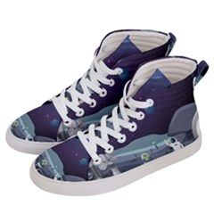 Alien-astronaut-scene Women s Hi-top Skate Sneakers by Salman4z