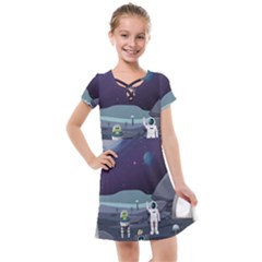 Alien-astronaut-scene Kids  Cross Web Dress by Salman4z