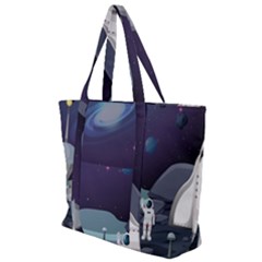 Alien-astronaut-scene Zip Up Canvas Bag by Salman4z