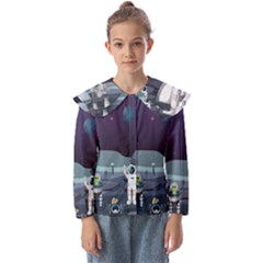 Alien-astronaut-scene Kids  Peter Pan Collar Blouse by Salman4z