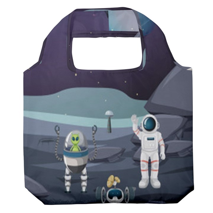 Alien-astronaut-scene Premium Foldable Grocery Recycle Bag