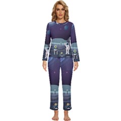 Alien-astronaut-scene Womens  Long Sleeve Lightweight Pajamas Set by Salman4z