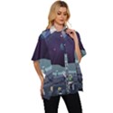 Alien-astronaut-scene Women s Batwing Button Up Shirt View3