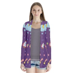 Space-travels-seamless-pattern-vector-cartoon Drape Collar Cardigan by Salman4z