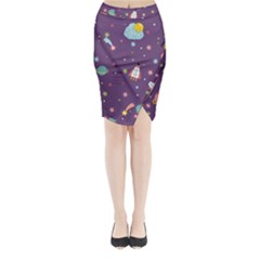 Space-travels-seamless-pattern-vector-cartoon Midi Wrap Pencil Skirt