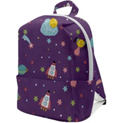 Space-travels-seamless-pattern-vector-cartoon Zip Up Backpack by Salman4z