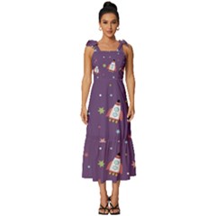 Space-travels-seamless-pattern-vector-cartoon Tie-strap Tiered Midi Chiffon Dress by Salman4z