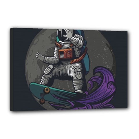 Illustration-astronaut-cosmonaut-paying-skateboard-sport-space-with-astronaut-suit Canvas 18  X 12  (stretched) by Salman4z