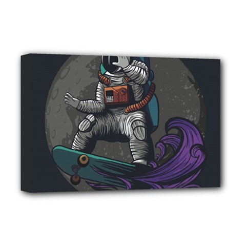 Illustration-astronaut-cosmonaut-paying-skateboard-sport-space-with-astronaut-suit Deluxe Canvas 18  X 12  (stretched) by Salman4z