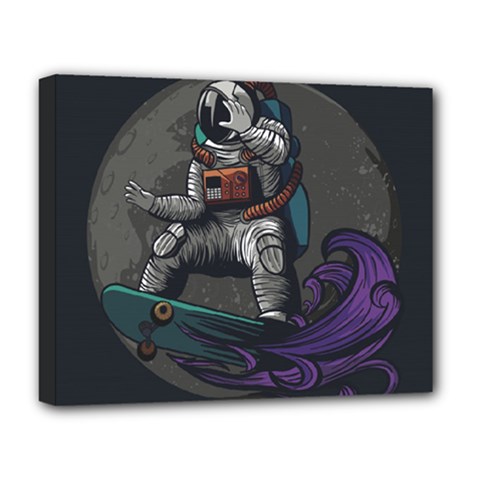 Illustration-astronaut-cosmonaut-paying-skateboard-sport-space-with-astronaut-suit Deluxe Canvas 20  X 16  (stretched) by Salman4z