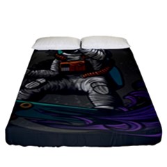 Illustration-astronaut-cosmonaut-paying-skateboard-sport-space-with-astronaut-suit Fitted Sheet (king Size) by Salman4z