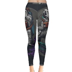 Illustration-astronaut-cosmonaut-paying-skateboard-sport-space-with-astronaut-suit Inside Out Leggings by Salman4z