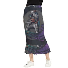 Illustration-astronaut-cosmonaut-paying-skateboard-sport-space-with-astronaut-suit Maxi Fishtail Chiffon Skirt by Salman4z