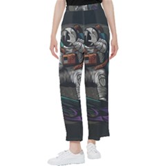 Illustration-astronaut-cosmonaut-paying-skateboard-sport-space-with-astronaut-suit Women s Pants  by Salman4z