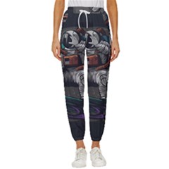 Illustration-astronaut-cosmonaut-paying-skateboard-sport-space-with-astronaut-suit Women s Cropped Drawstring Pants by Salman4z