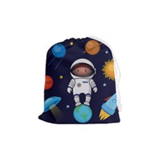 Boy-spaceman-space-rocket-ufo-planets-stars Drawstring Pouch (medium) by Salman4z