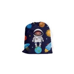 Boy-spaceman-space-rocket-ufo-planets-stars Drawstring Pouch (xs) by Salman4z