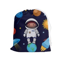 Boy-spaceman-space-rocket-ufo-planets-stars Drawstring Pouch (xl) by Salman4z