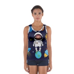 Boy-spaceman-space-rocket-ufo-planets-stars Sport Tank Top  by Salman4z